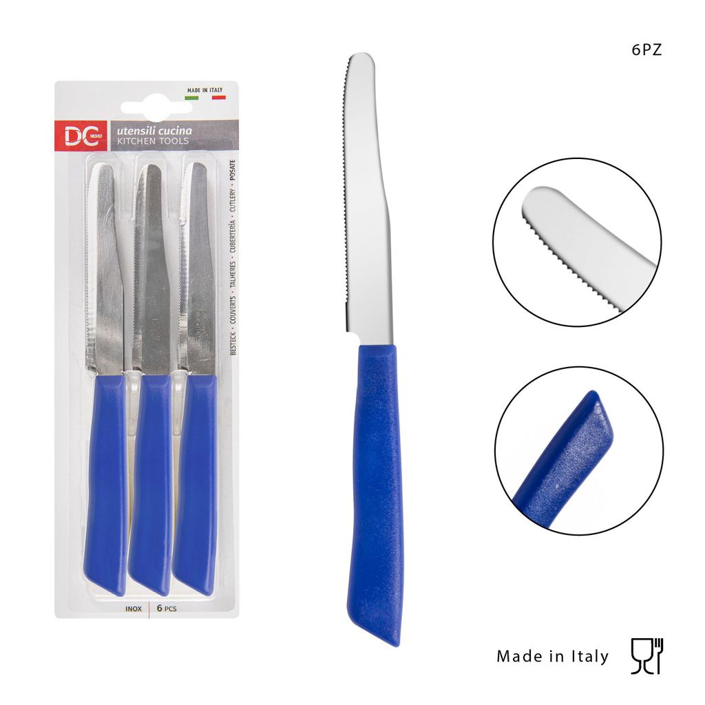 DC CASA  COLTELLO TAVOLA P/TONDA 6PZ BLU