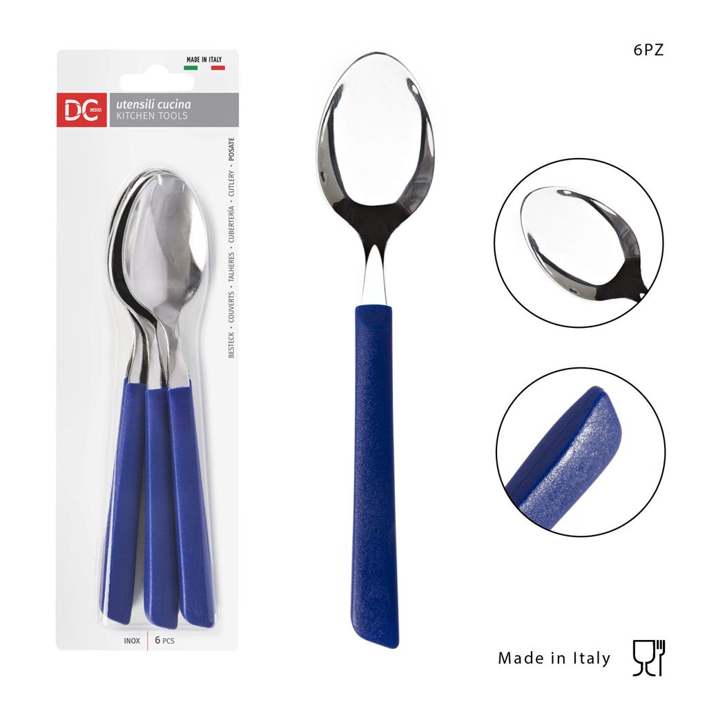 DC CASA  CUCCHIAIO TAVOLA INOX 6PZ BLU