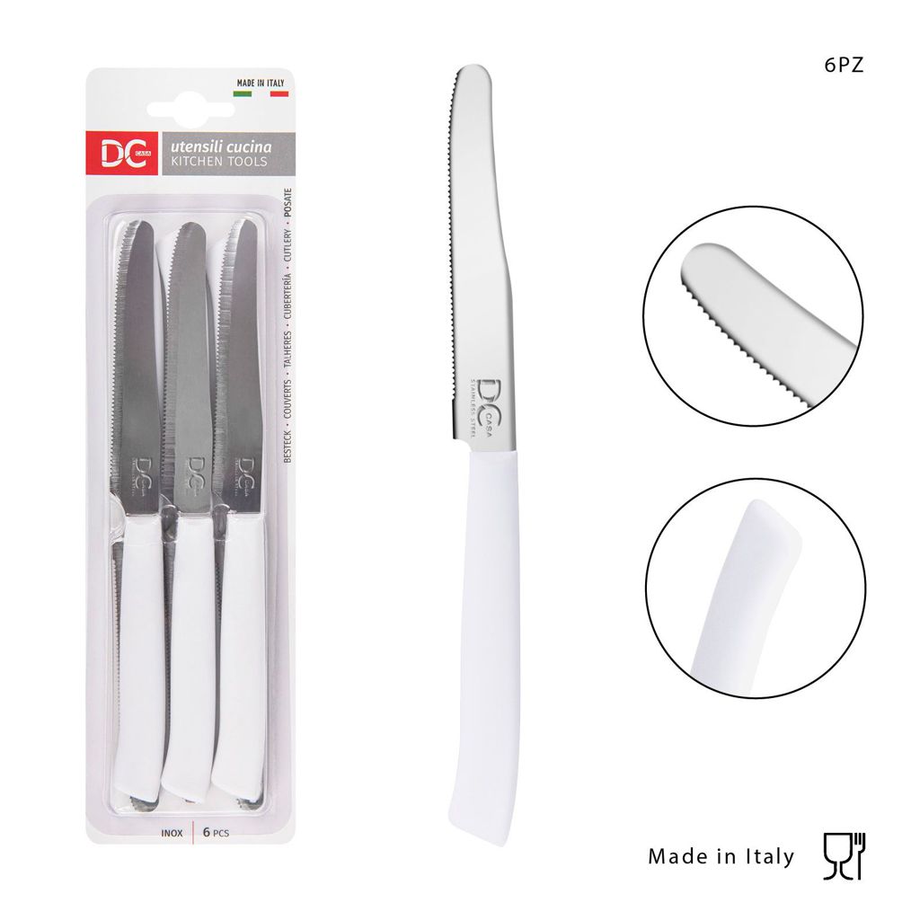 DC CASA  COLTELLO TAVOLA P/TON DA 11 CM 6PZ BIANCO