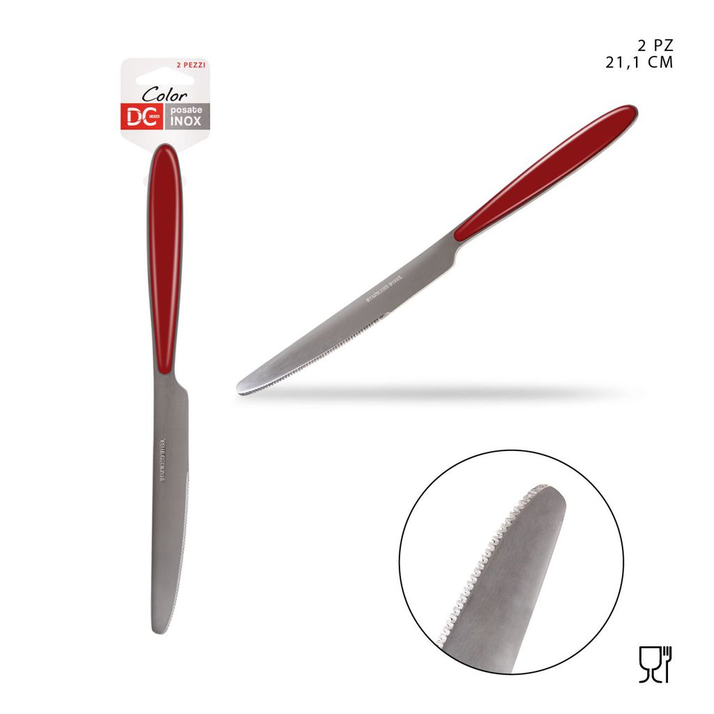 DC CASA  L/ROSSO COLTELLO M/PLAST 21.5X1.6CM 2PZ