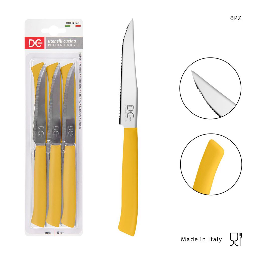 DC CASA  COLTELLO TAVOLA P/BISTECCA 11 CM 6PZ GIALLO