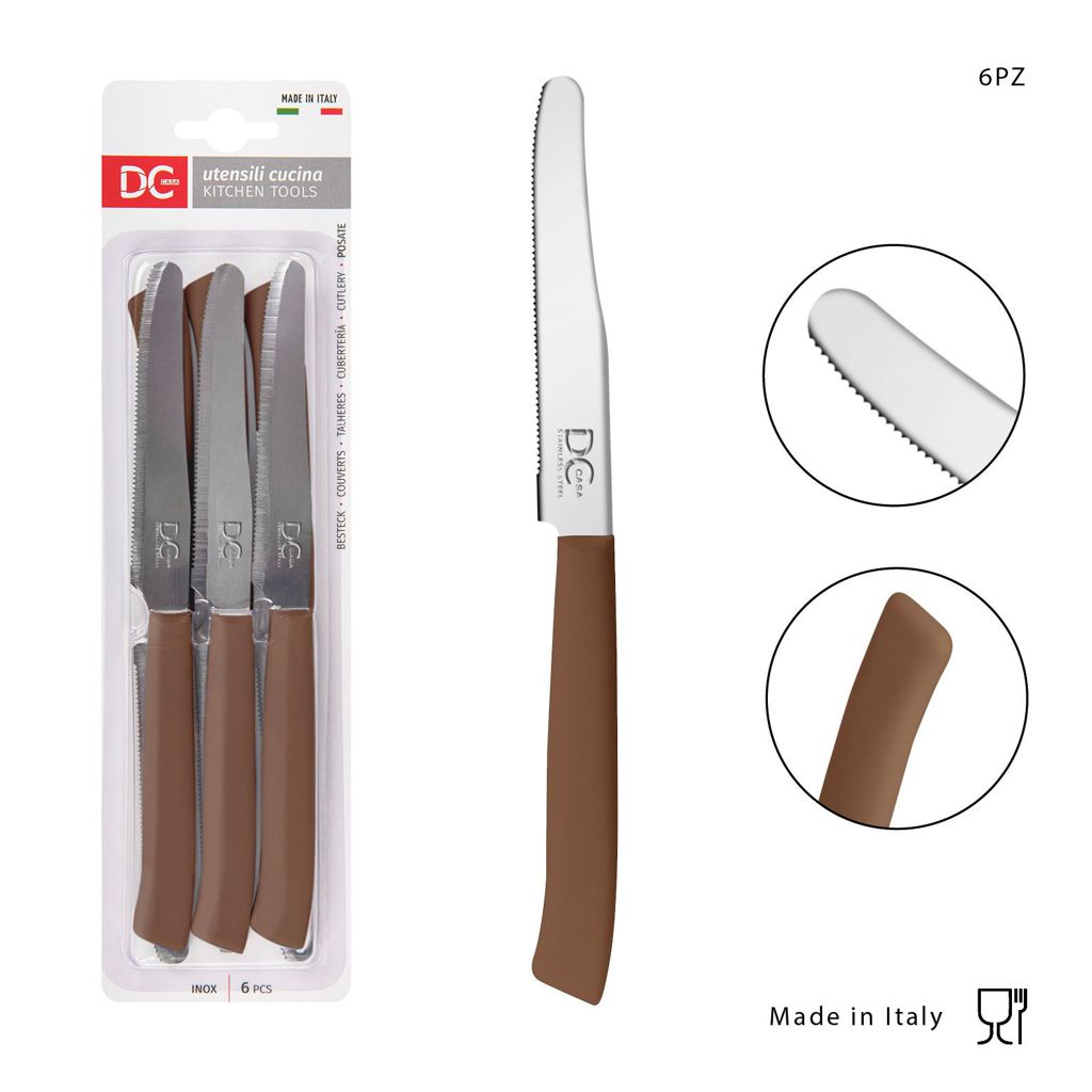 DC CASA  COLTELLO TAVOLA P/TONDA 11 CM 6PZ MARRONE