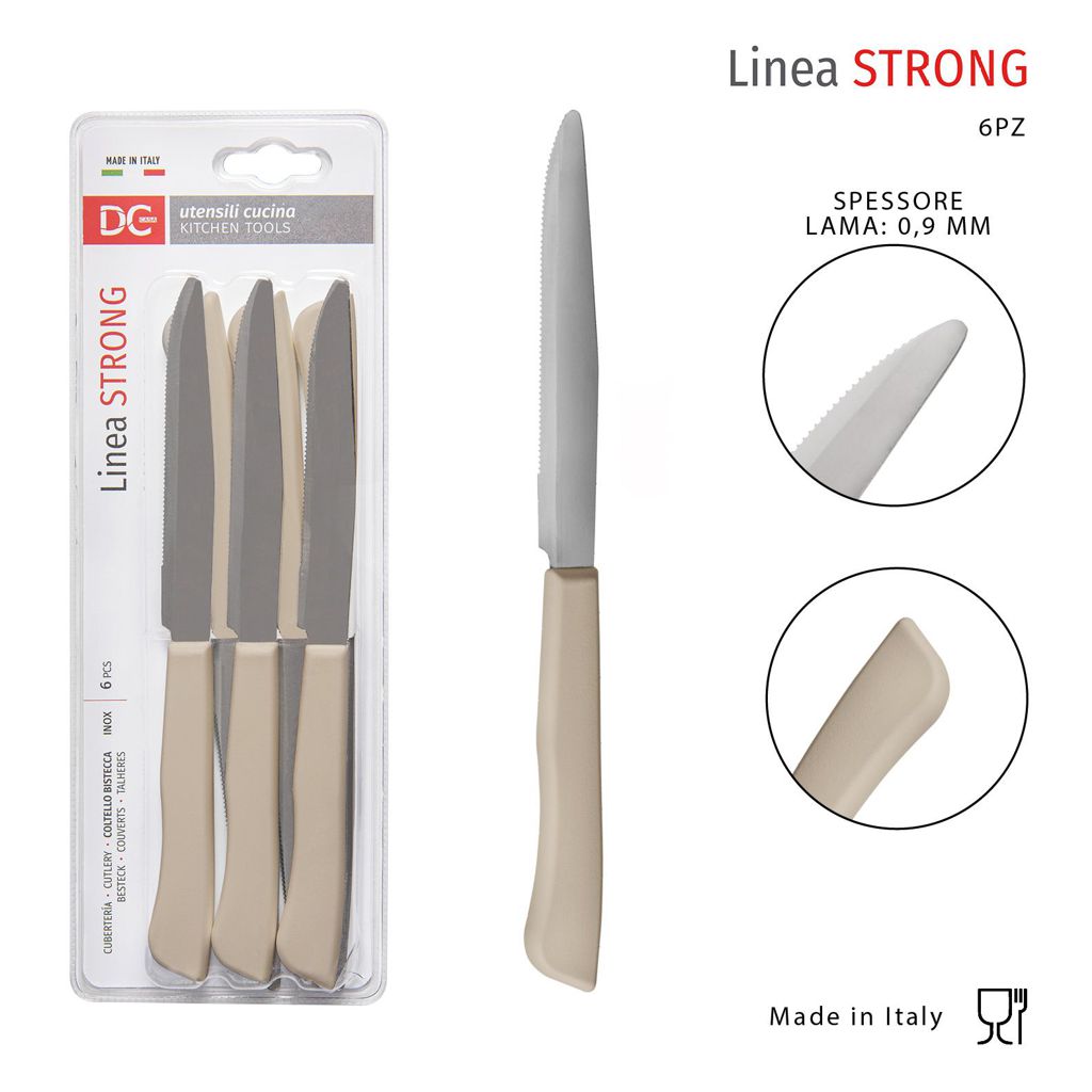 DC CASA  COLTELLO BISTECCA STRONG 12CM 6PZ SABBIA