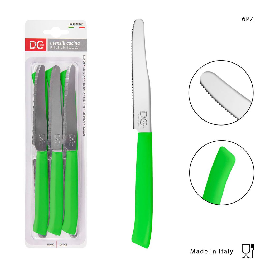 DC CASA  COLTELLO TAVOLA P/TONDA 11 CM 6PZ VERDE