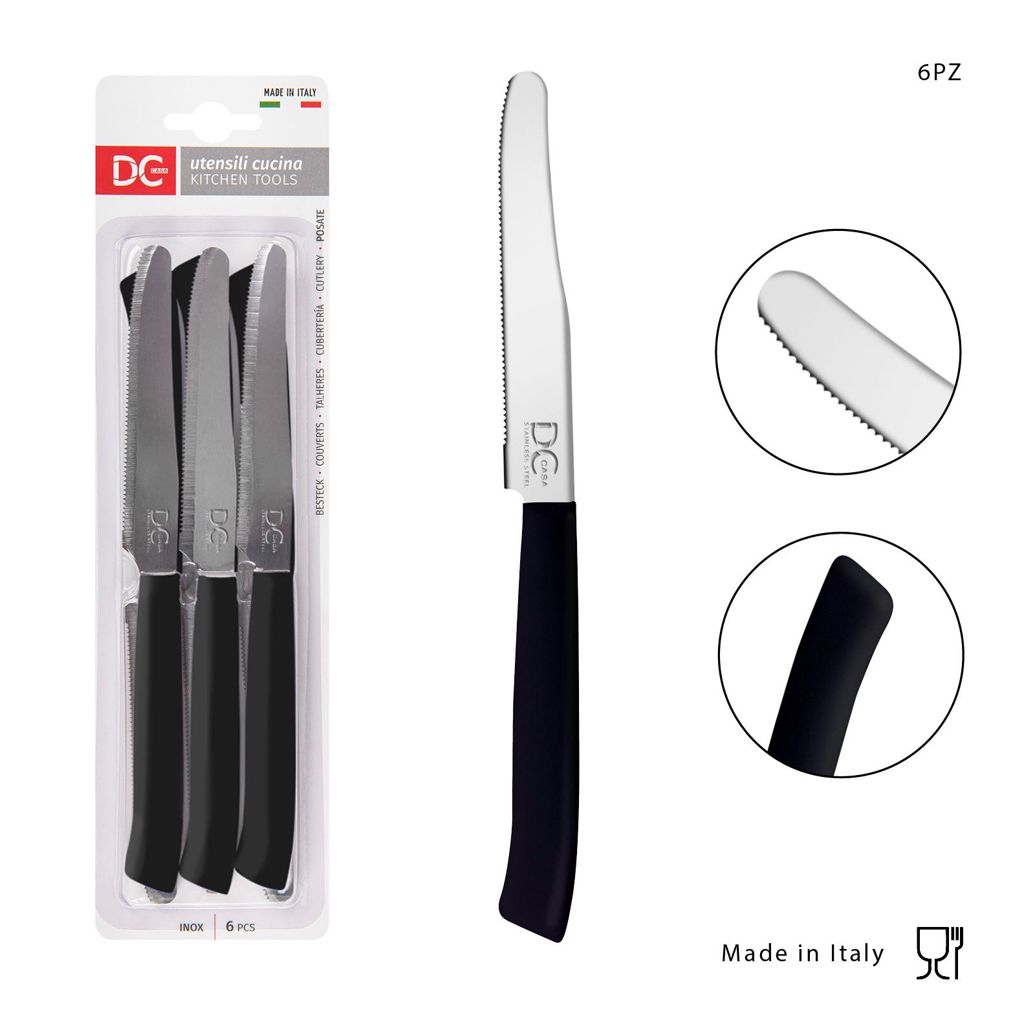 DC CASA  COLTELLO TAVOLA P/TONDA 11 CM 6PZ NERO