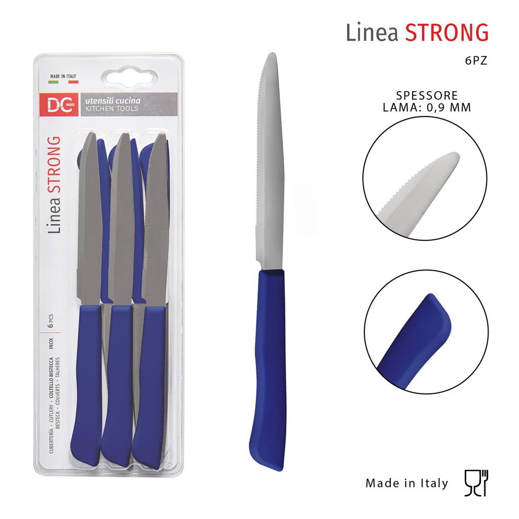 DC CASA COLTELLO BISTECCA STRONG 12CM 6PZ BLU