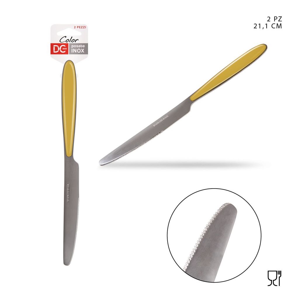 DC CASA  L/GIALLO COLTELLO M/PLAST. 21.5X1 6CM 2PZ