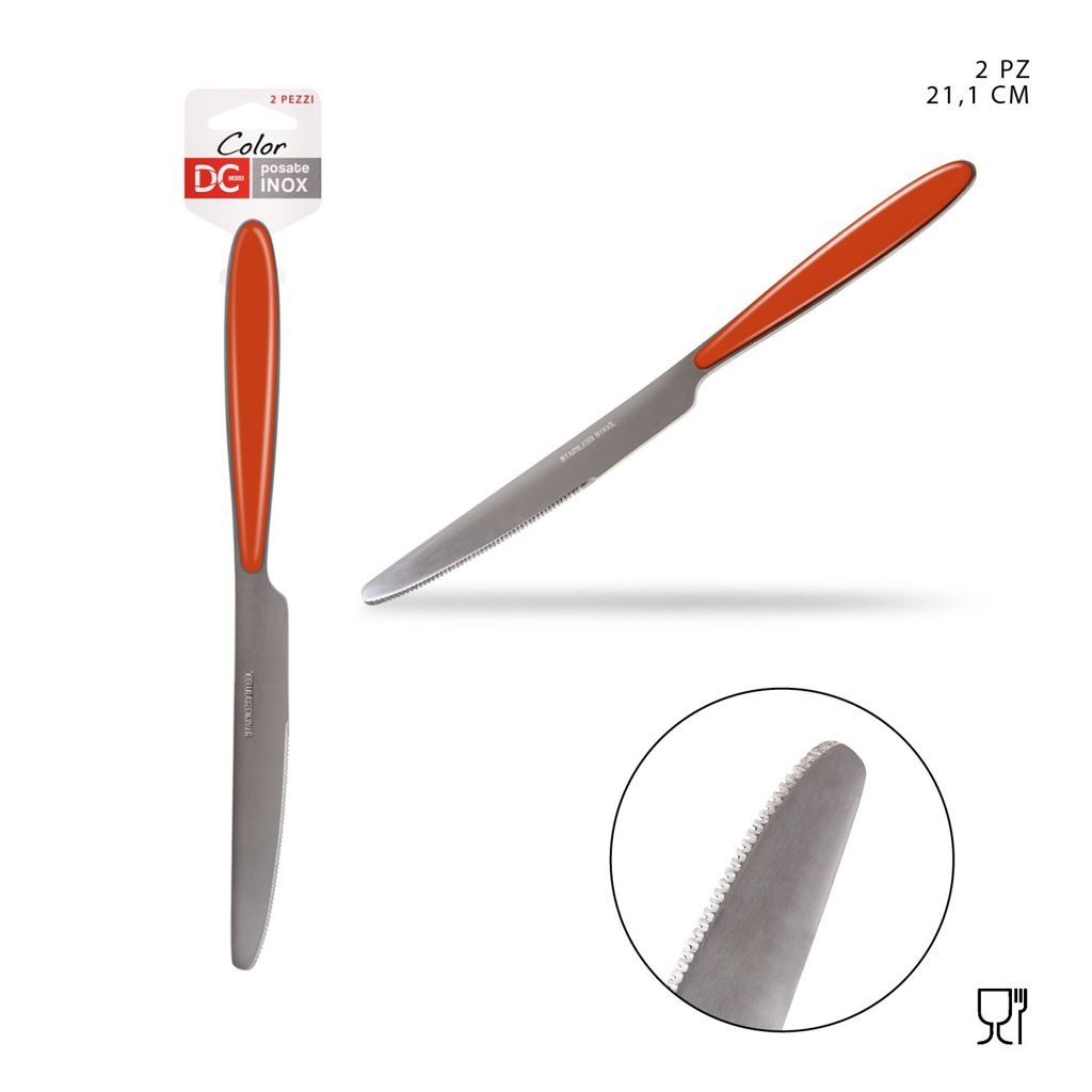 DC CASA  L/ARANCIO COLTELLO M/PLAST. 21.5X1.6CM 2PZ