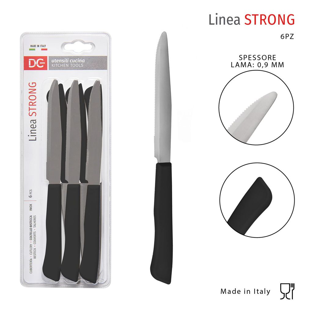 DC CASA COLTELLO BISTECCA STRONG 12CM 6PZ NERO