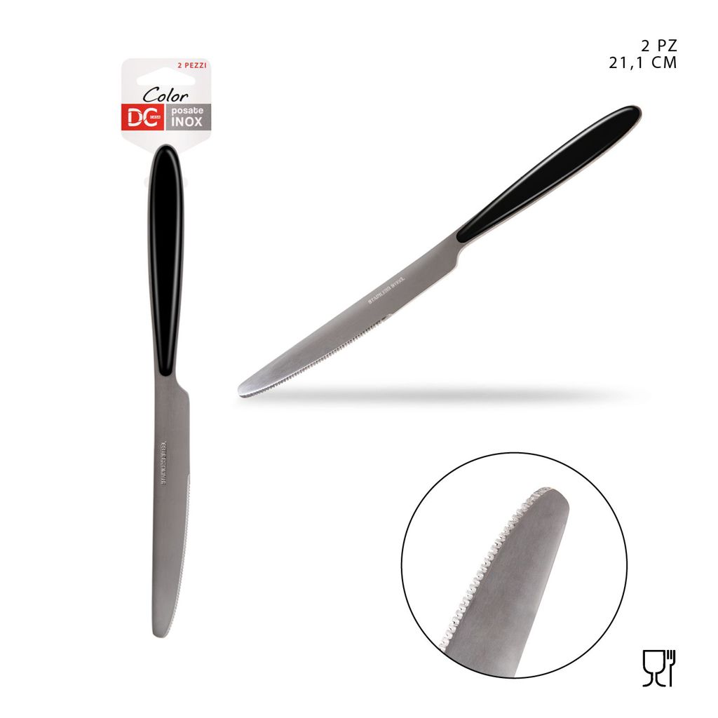 DC CASA  L/NERO COLTELLO M/PLAST 21.5X1.6CM 2PZ