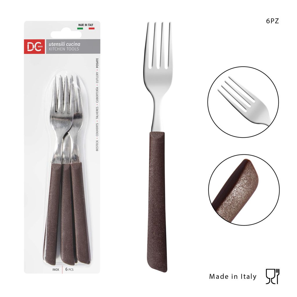 DC CASA  FORCHETTATAVOLA INOX 6PZ MARRONE