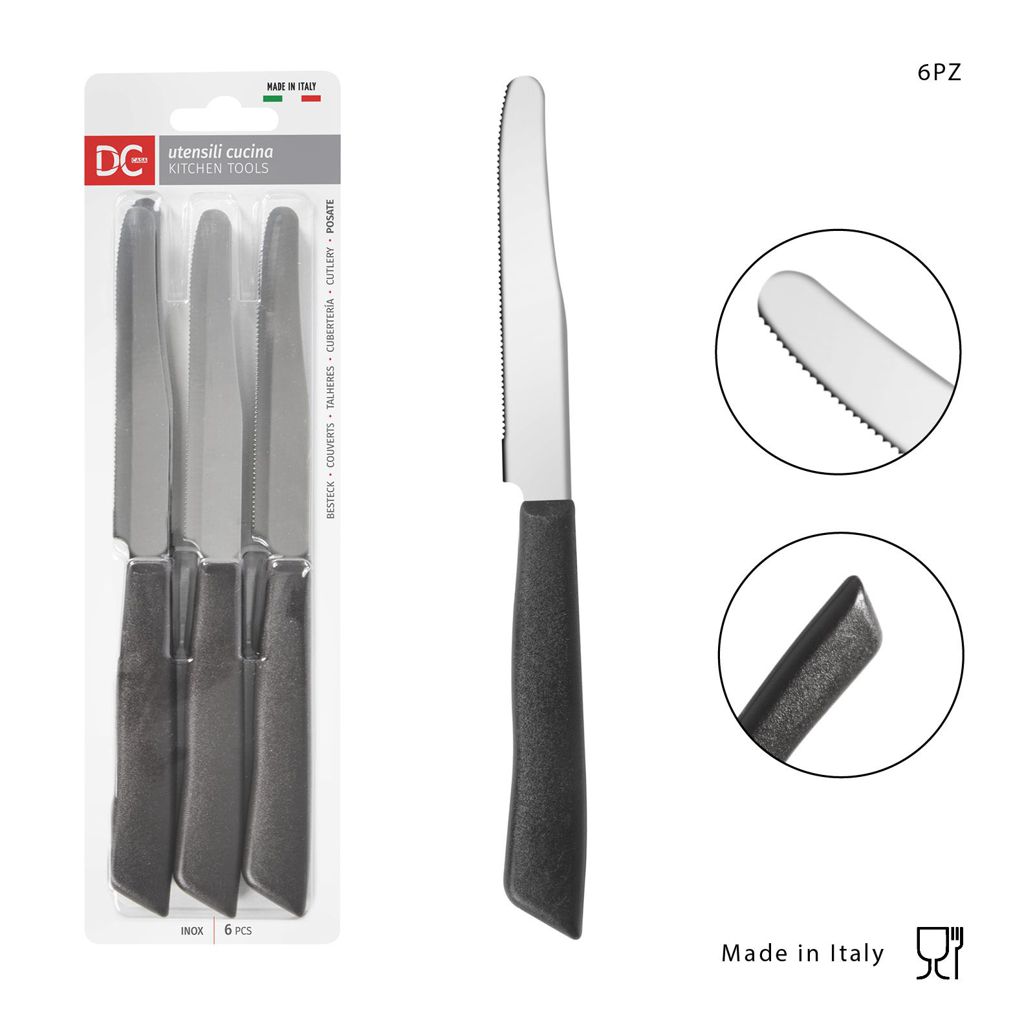 DC CASA  COLTELLO TAVOLA P/TON DA 6PZ ROSSO