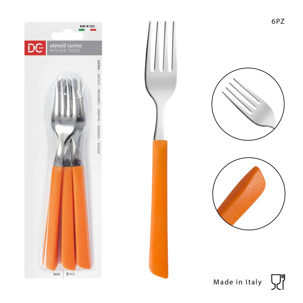 DC CASA  FORCHETTA TAVOLA INOX 6PZ ARANCIO