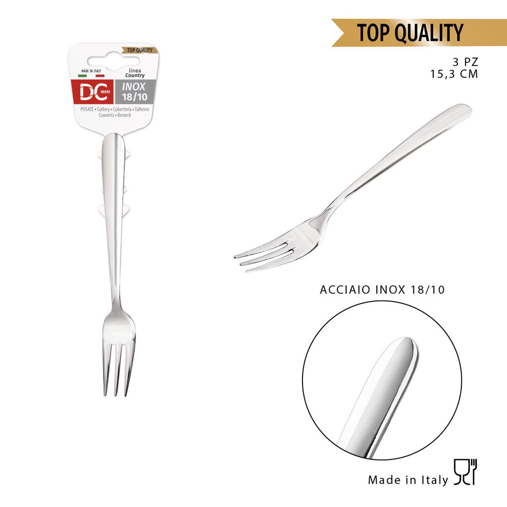 DC CASA  COUNTRY FORCH.DOLCE INOX 18/10 15.3CM 3PZ