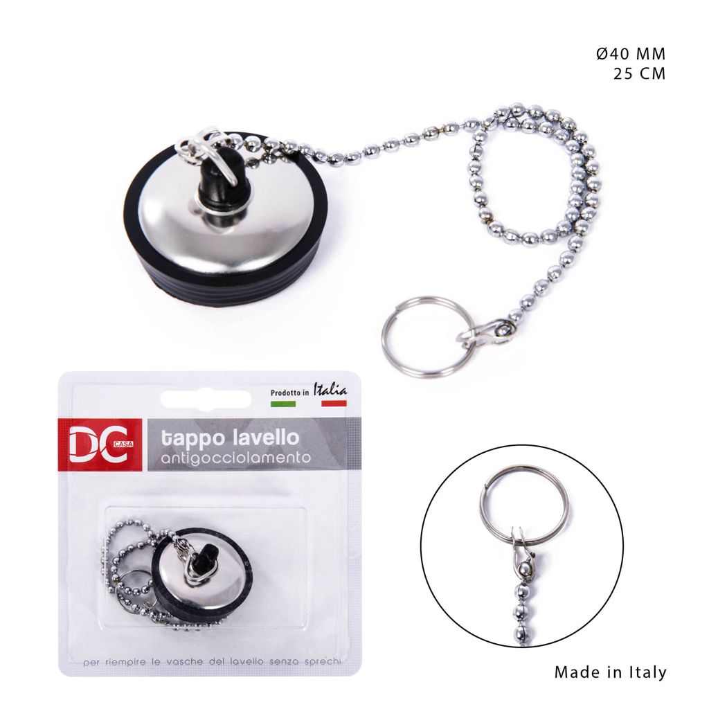 DC CASATAPPO LAVELLO D.40MM COP+CATENAINOX 25CM