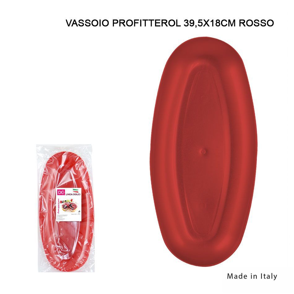 DC CASA VASSOIO PLAST. PROFITTEROL 39.5X18CM ROSSO