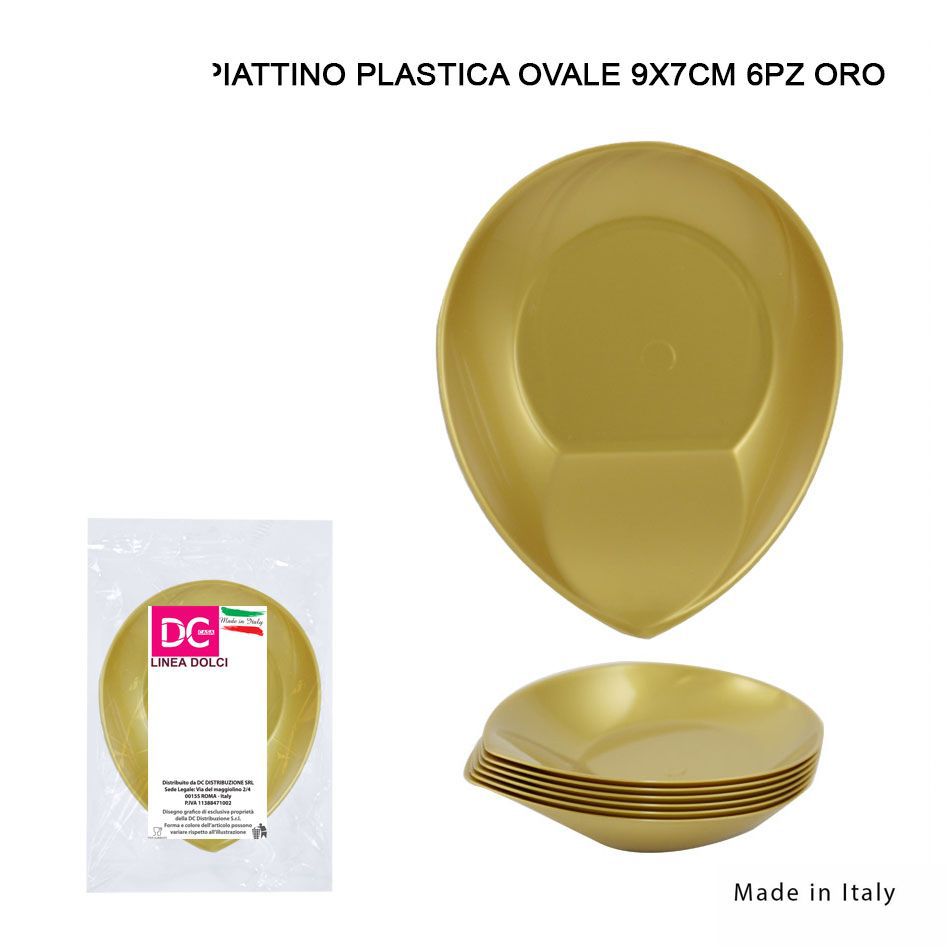 DC CASA PIATTINO PLAST. OVALE 9X7CM 6PZ ORO